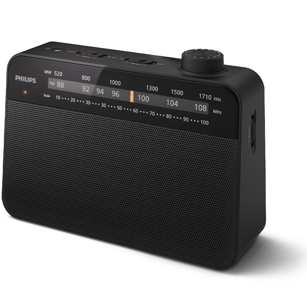 Bärbar analog FM/MW-radio TAR2509. Nät- eller batteridriven. Philips