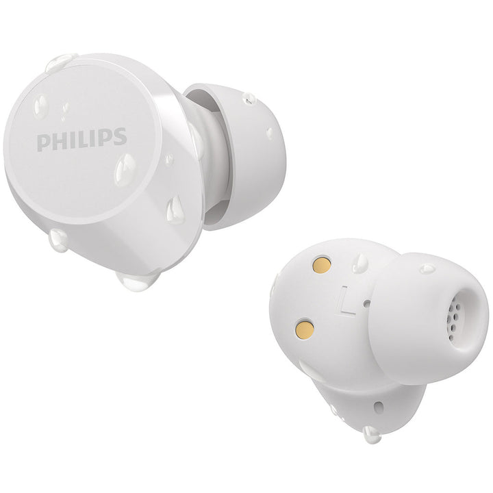 TAT1209WT True Wireless-hörlurar. Små och bekväma. 6+18 tim speltid. IPX4-klass. Vita. Philips