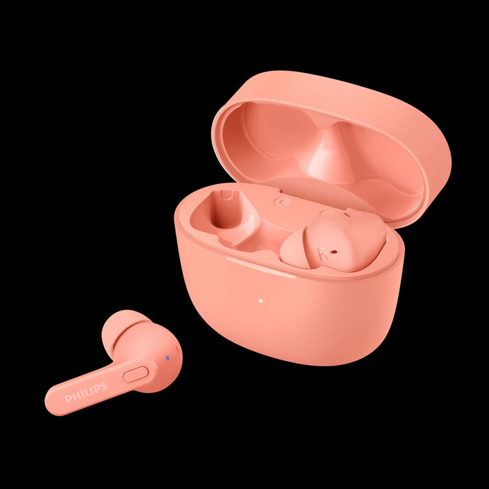 TAT2206PK True Wireless-hörlurar, IPX4-klass (stänk och svettåliga) 6+18 timmars speltid. Rosa. Philips