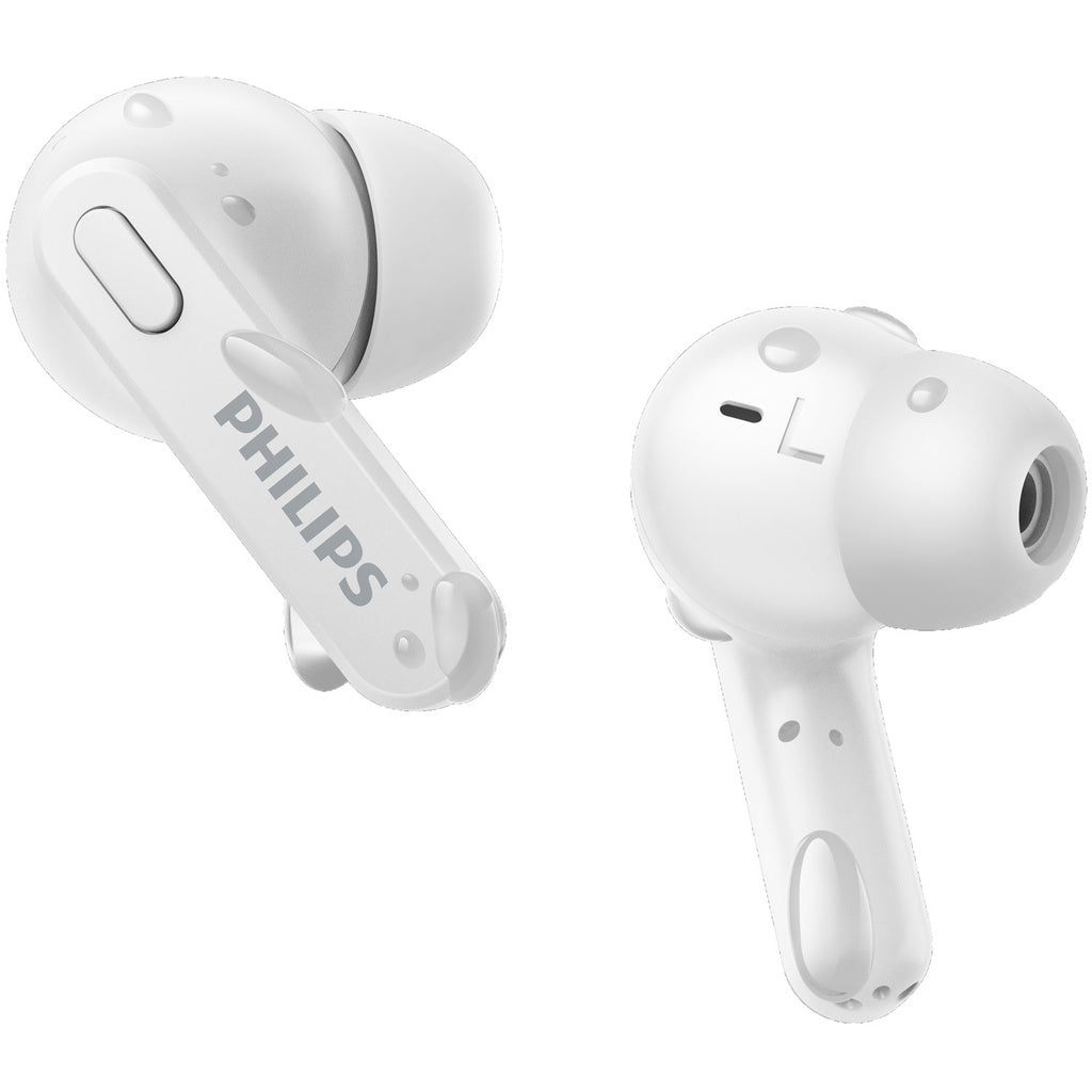 TAT2206WT True Wireless-hörlurar, IPX4-klass (stänk och svettåliga) 6+18 timmars speltid. Vita. Philips