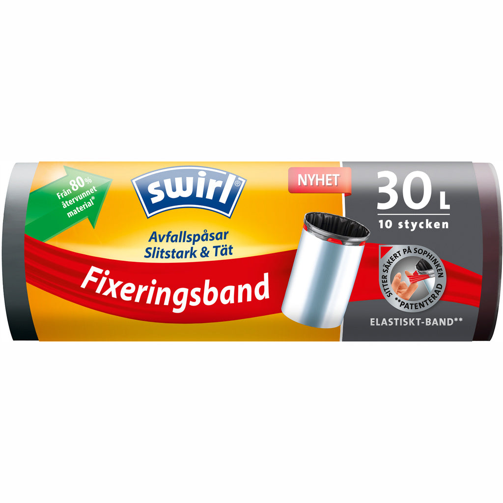 Avfallspåsar Elastiskt Fixband 30L  8st DFP Swirl