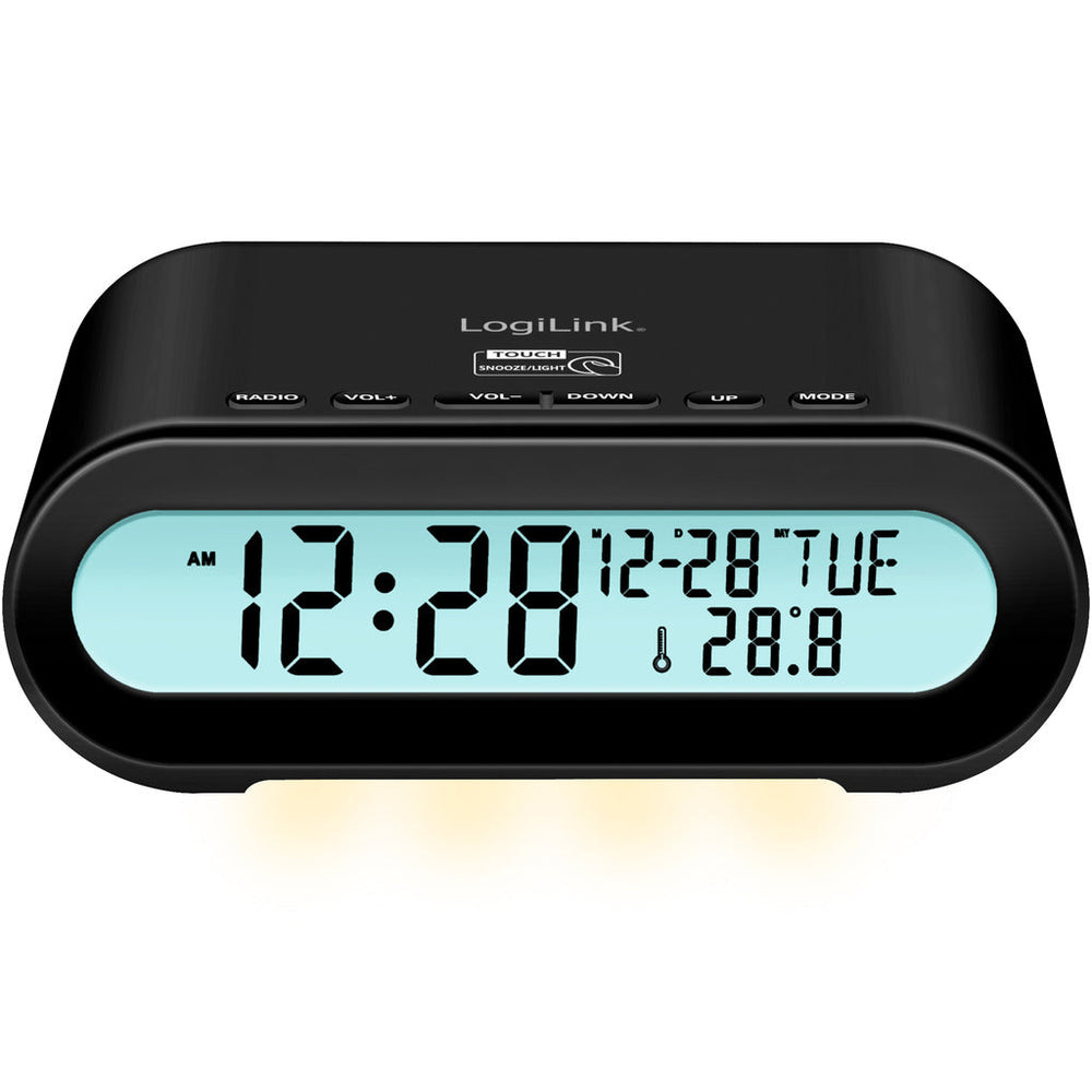 Klockradio Temp/Luftfuktighet USB-C/Batteridrift Svart LogiLink