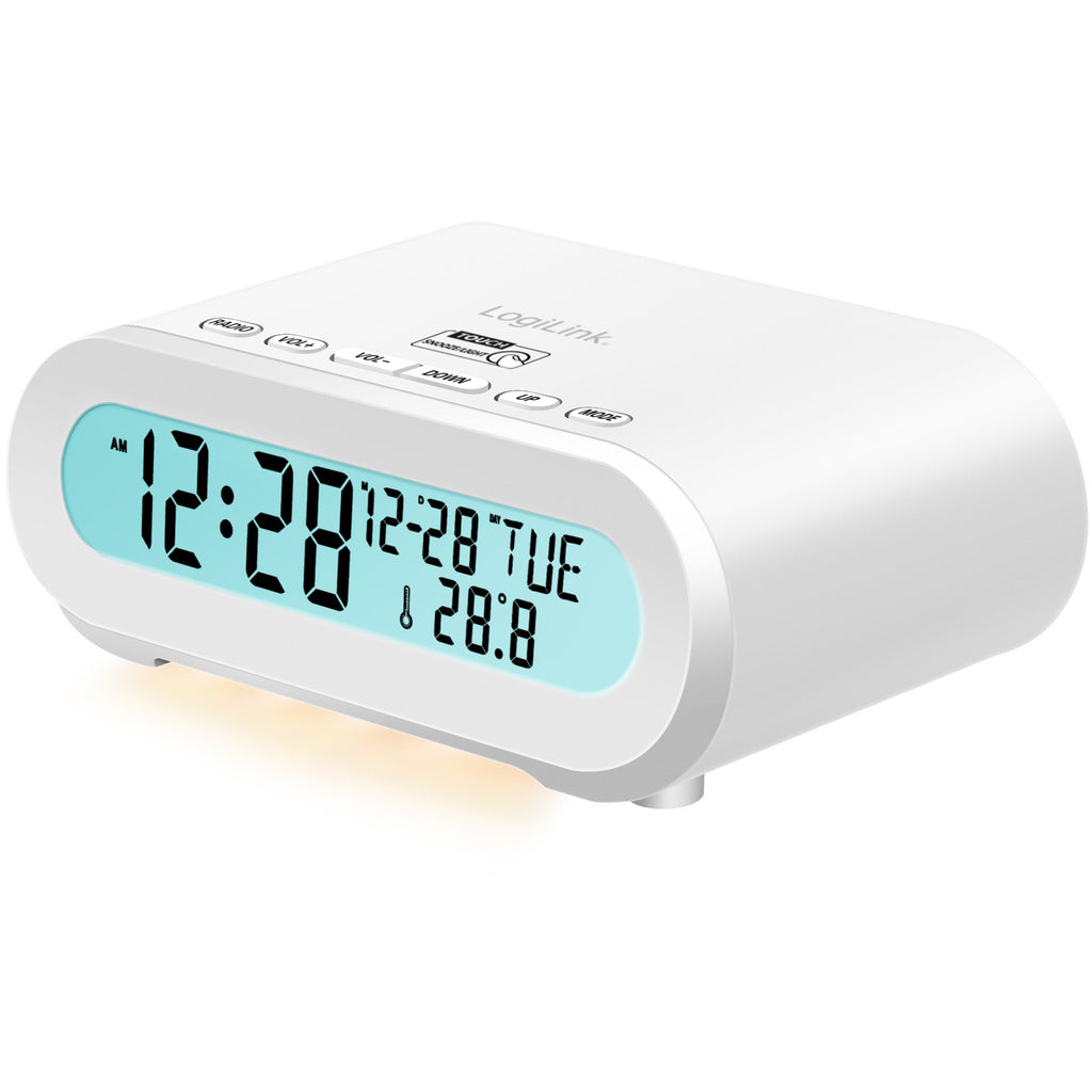 Klockradio Temp/Luftfuktighet USB-C/Batteridrift Vit LogiLink