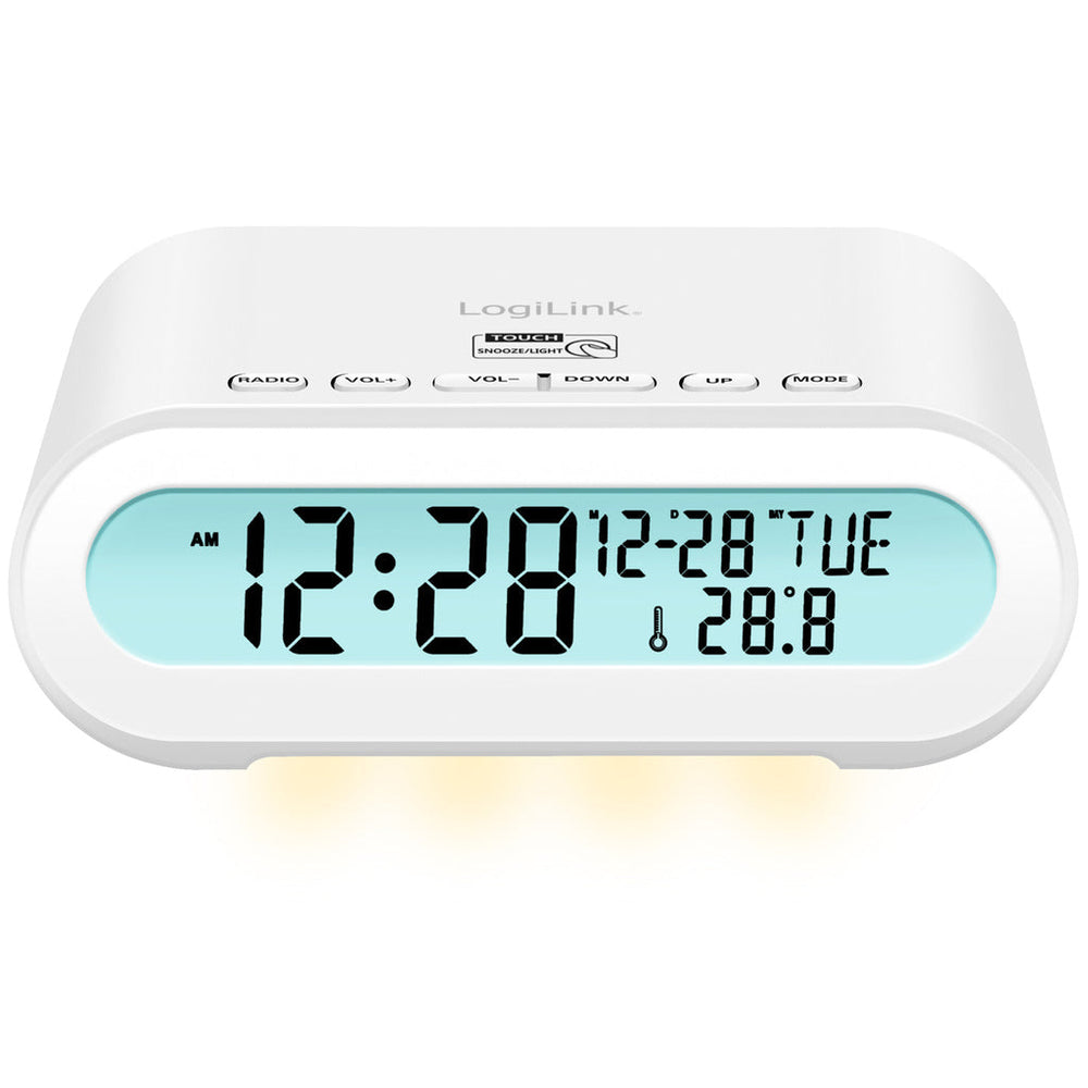 Klockradio Temp/Luftfuktighet USB-C/Batteridrift Vit LogiLink