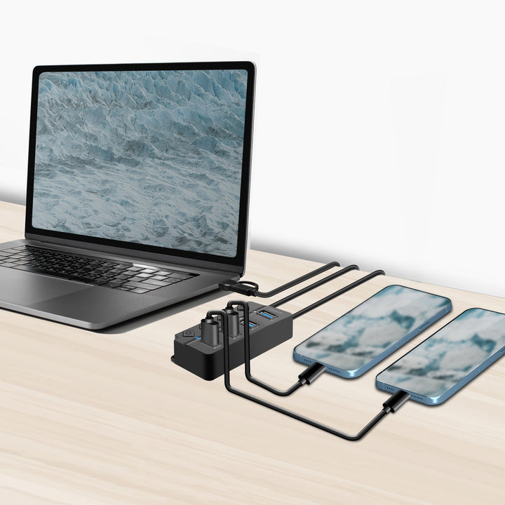 USB-hub 4-port med separata På/Av-knappar USB-C/USB-A in USB 3.2 Gen1 LogiLink