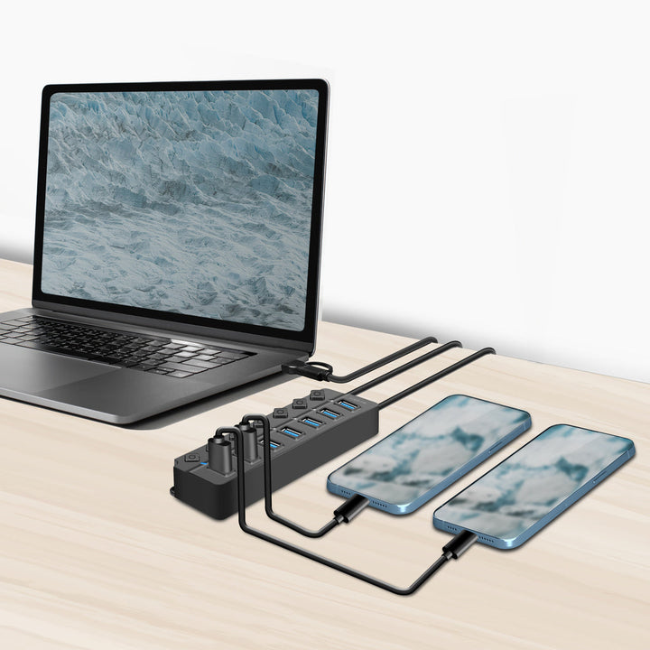 USB-hub 7-port med separata På/Av-knappar USB-C/USB-A in USB 3.2 Gen1 LogiLink