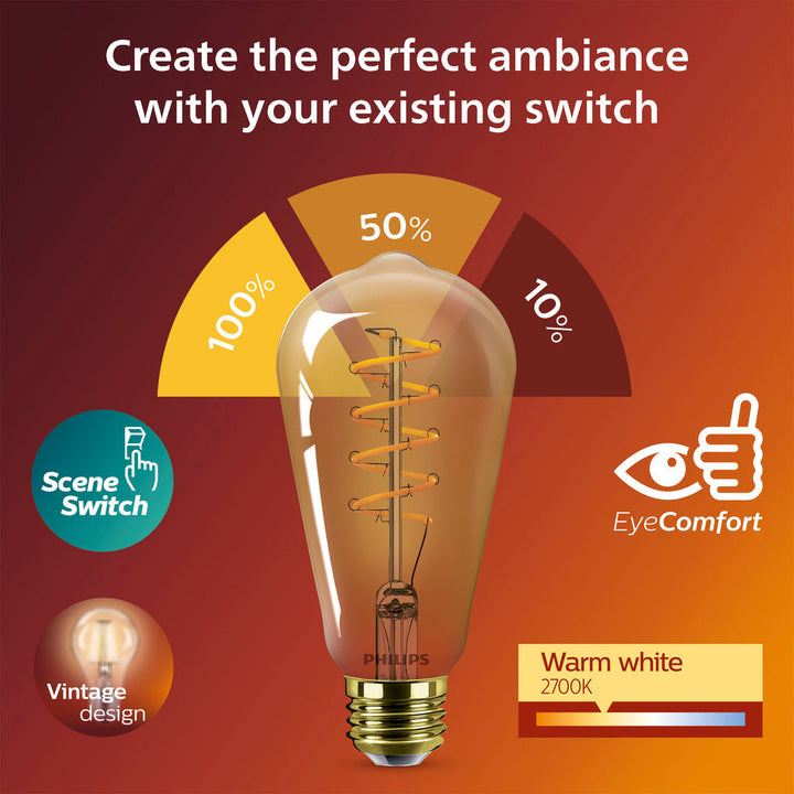 LED SceneSwitch E27 ST64 7-3,8-1W (50W) Deco spiral Philips