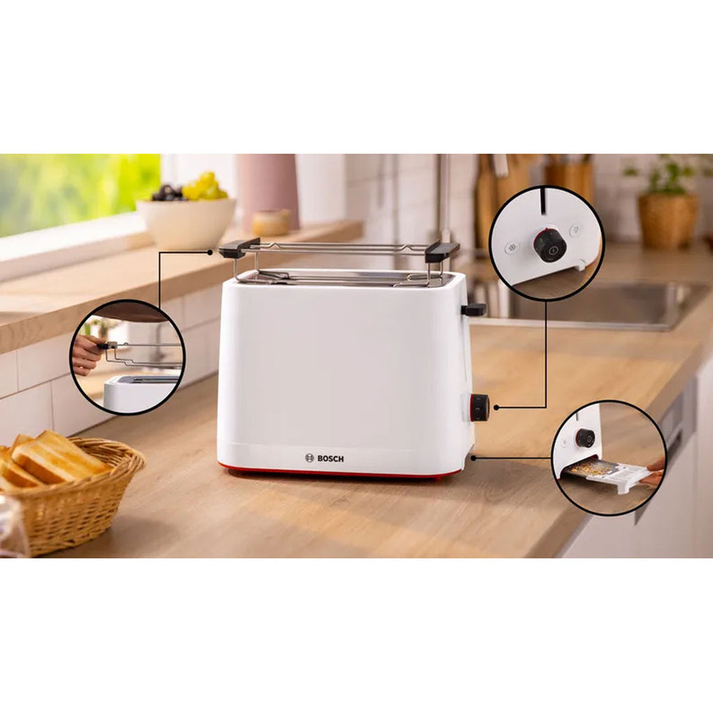 Brödrost TAT3M121 Vit 950W Bagels Funktion. Bosch
