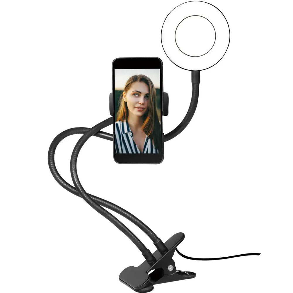 Ring light för smartphone Ø8,5 cm med klämma LogiLink