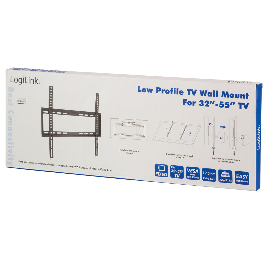 Väggfäste TV 32-55" Fast. Extra slim. 19,5mm LogiLink