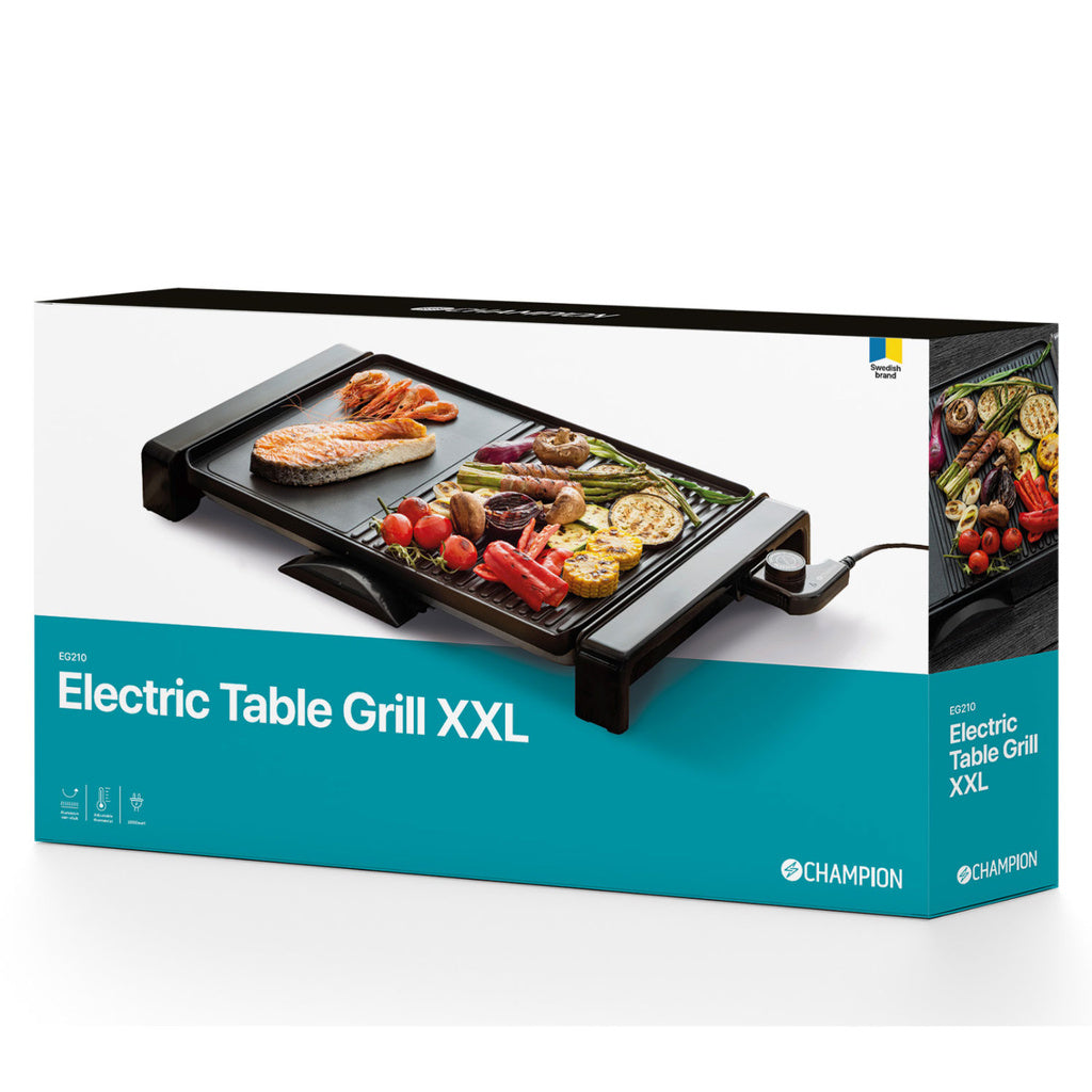 Elektrisk Bordsgrill XXL 47x32cm 2000W EG210 Svart Champion