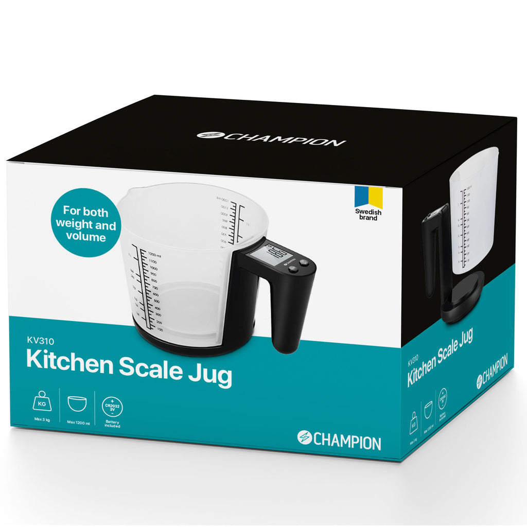 Köksvåg Måttbägare 3kg 1200ml KV310 Svart Champion