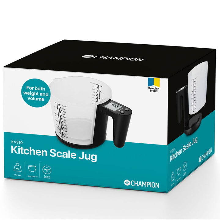 Köksvåg Måttbägare 3kg 1200ml KV310 Svart Champion