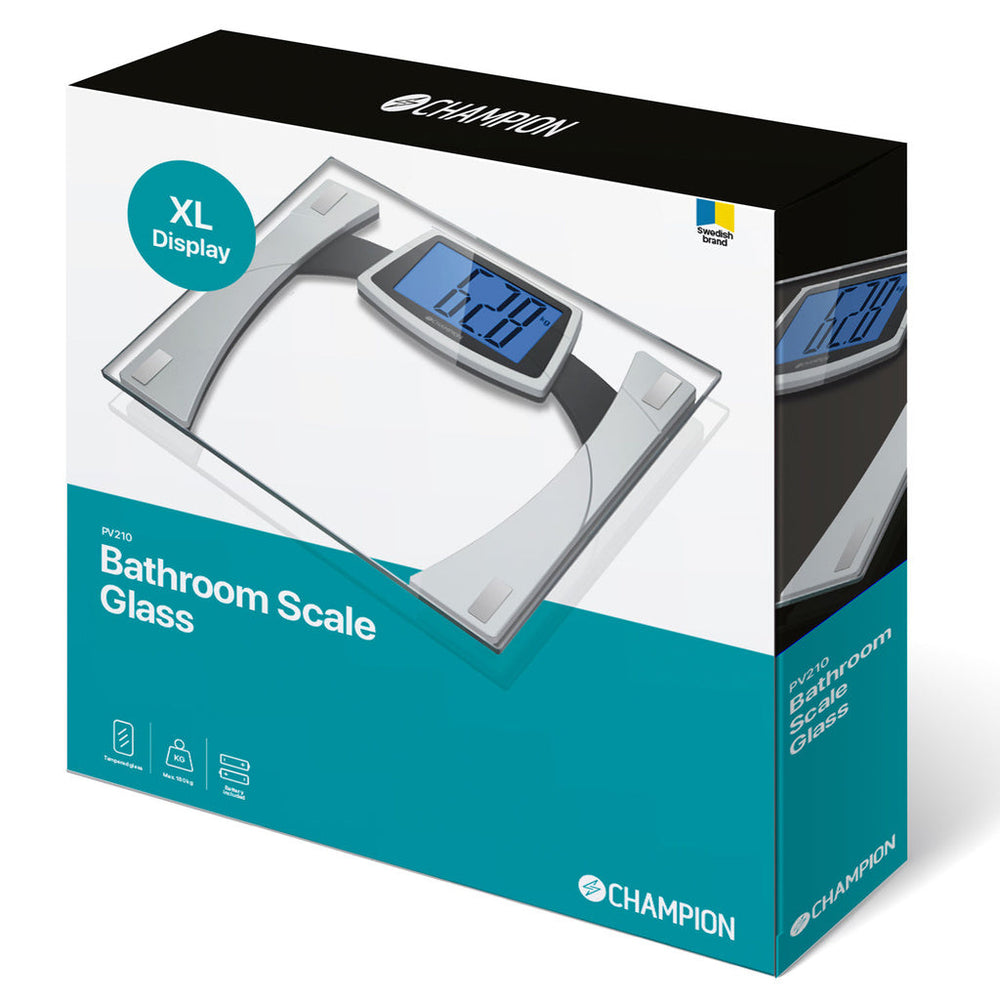 Personvåg XL Display Glas PV210 Silver/Svart Champion