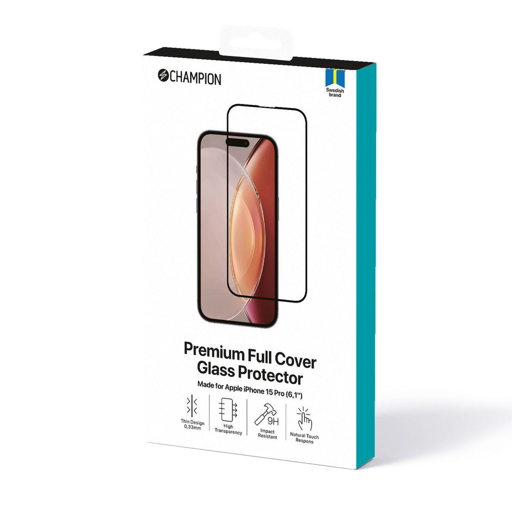 Skärmskydd iPhone 15 Pro Svart Champion