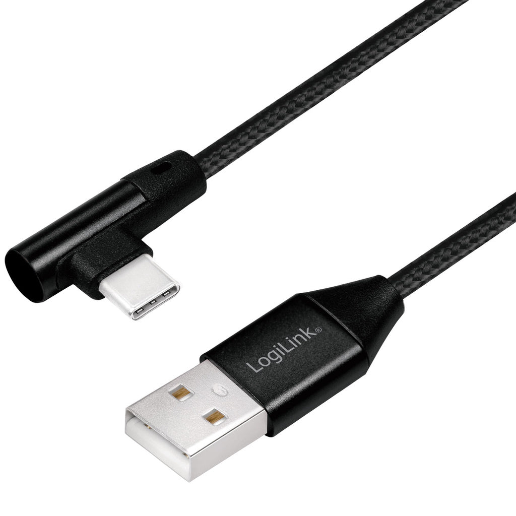 Vinklad USB-C-kabel USB 2.0 Max 15W 0,3m LogiLink