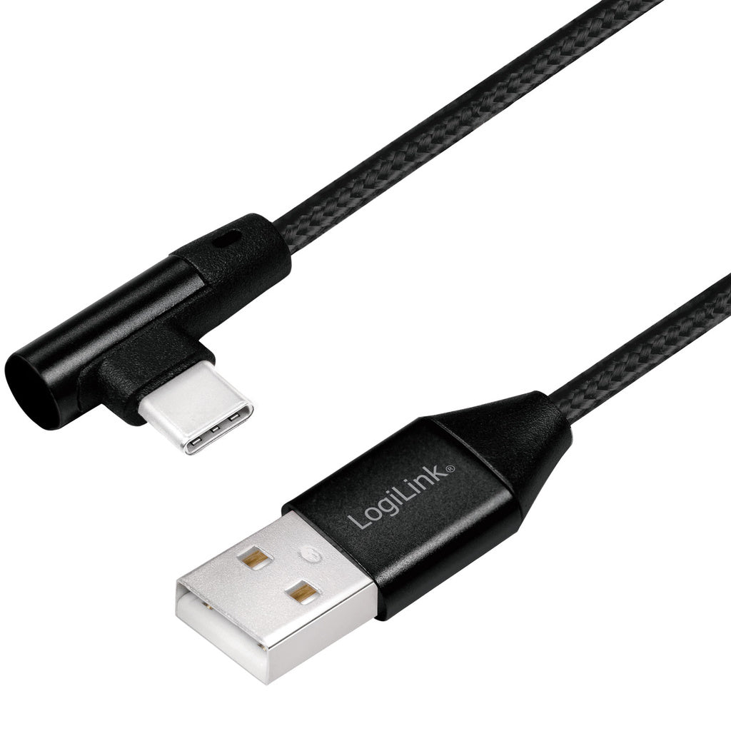 Vinklad USB-C-kabel USB 2.0 Max 3A 1m LogiLink