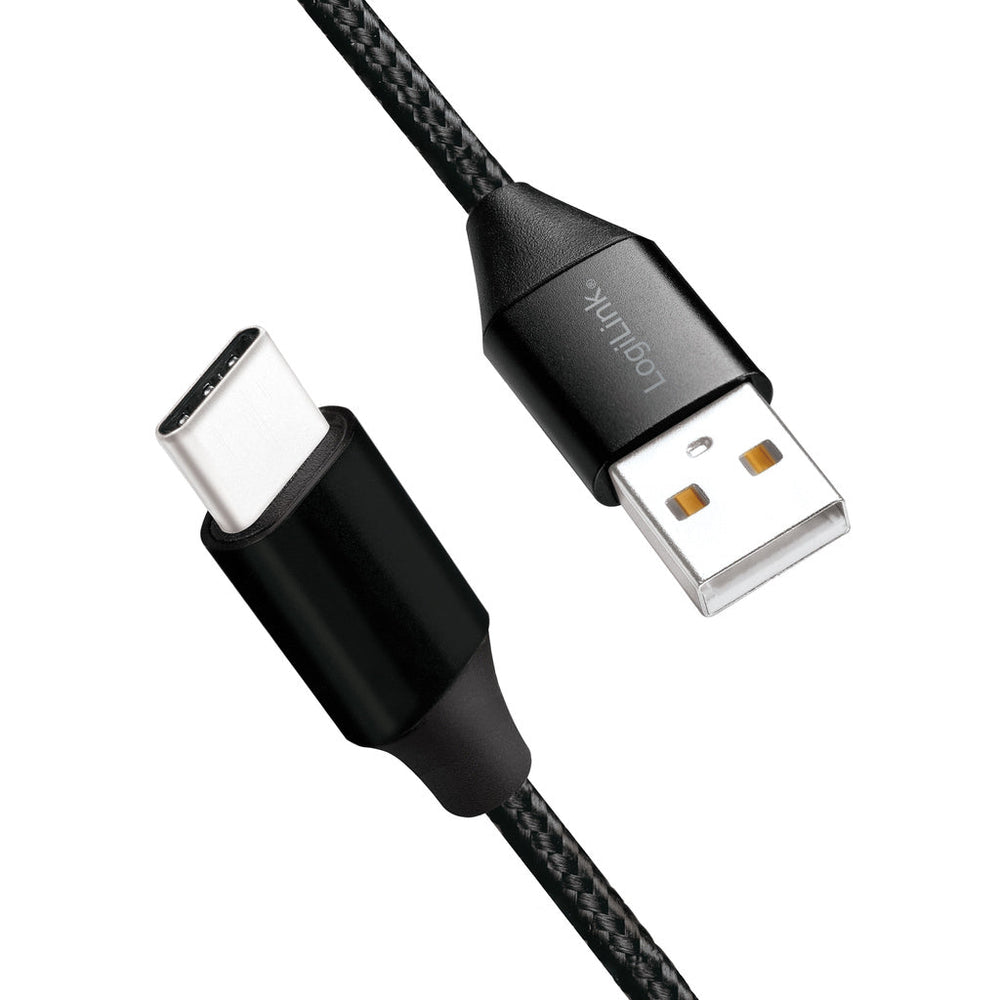 USB-USB-C Ladd/synk-kabel USB 2.0 15W 0,3m Textil LogiLink