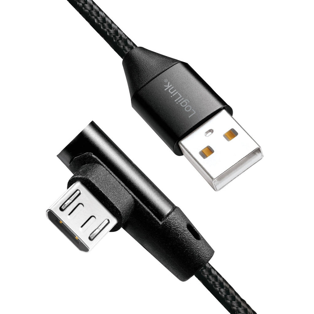 Vinklad MicroUSB-kabel USB 2.0 15W 1m LogiLink