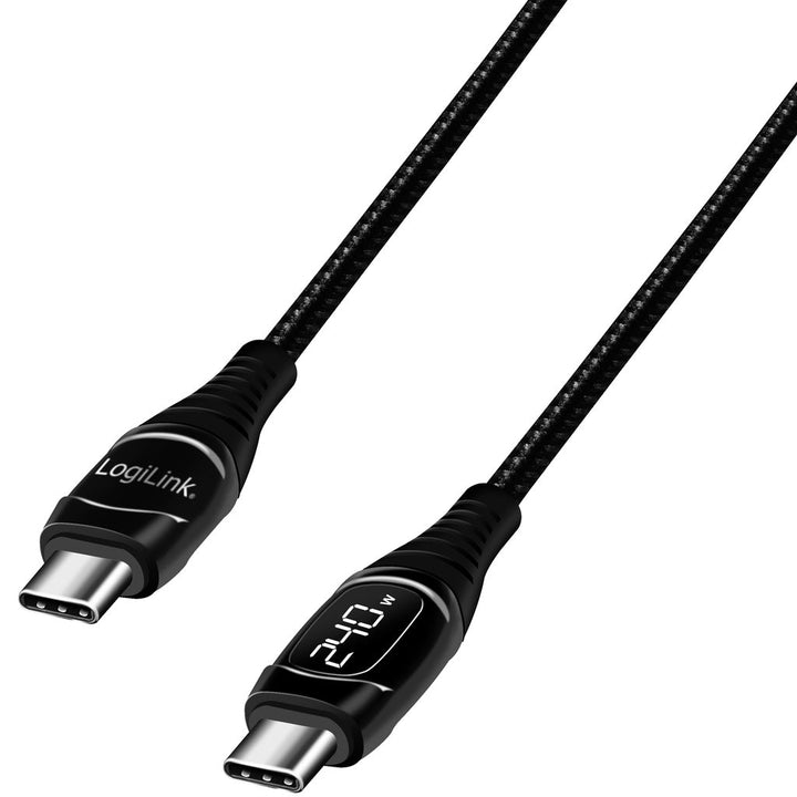 USB-C - USB-C-kabel med display USB 2.0 PD 3.1  240W 1 m Svart LogiLink