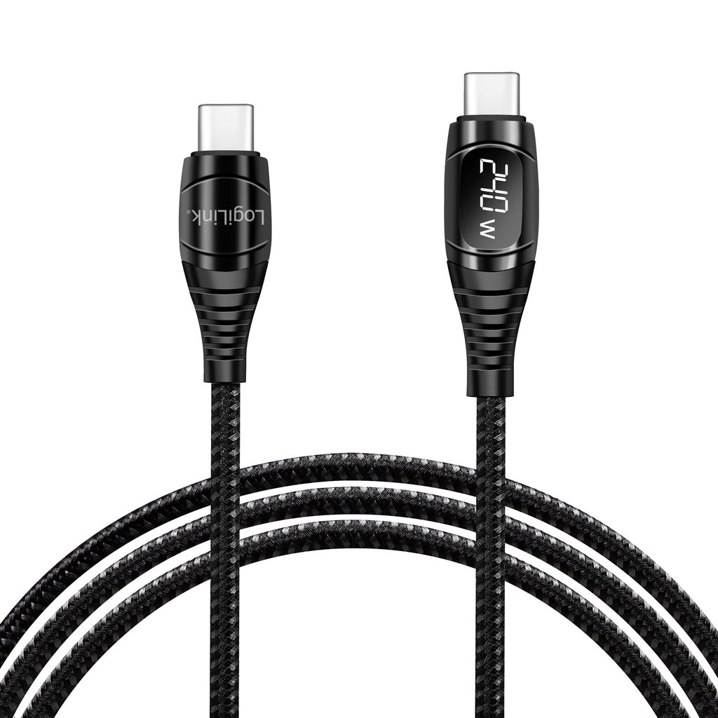 USB-C - USB-C-kabel med display USB 2.0 PD 3.1  240W 1 m Svart LogiLink
