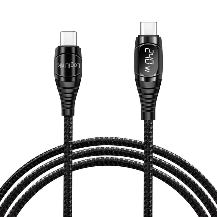 USB-C - USB-C-kabel med display USB 2.0 PD 3.1  240W 1 m Svart LogiLink