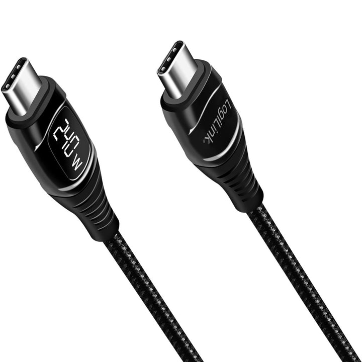 USB-C - USB-C-kabel med display USB 2.0 PD 3.1  240W 1 m Svart LogiLink