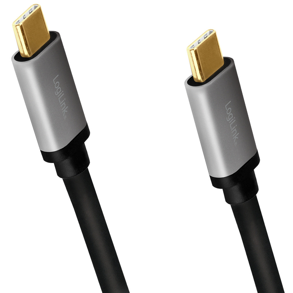 USB-C-kabel USB 3.2 Gen2 PD 3.0 100W 10Gbps 4K/60Hz Alu 1m LogiLink