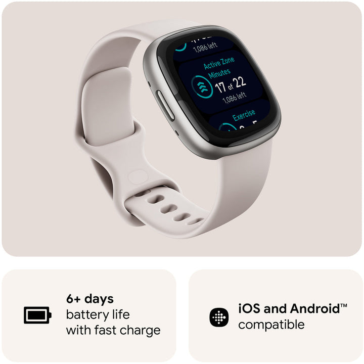 Sense 2, Lunar White/Platinum Fitbit