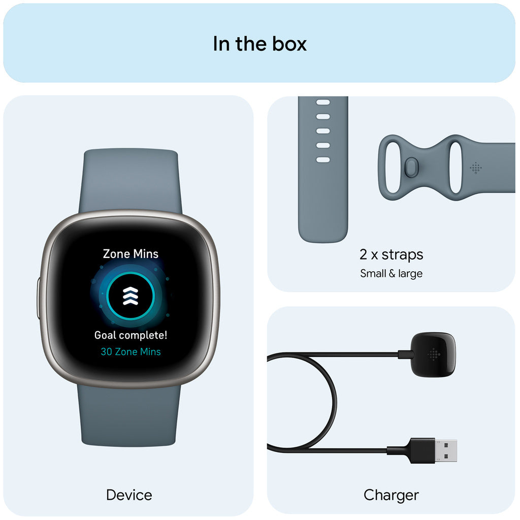 Versa 4, Waterfall Blue/Platinum Fitbit