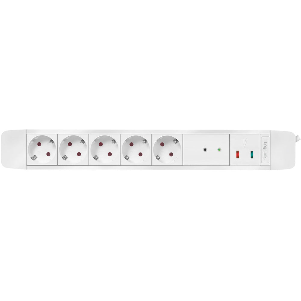 Grenuttag 5-vägs med fjärr 433 MHz Överspänningsskydd 1,5m Vit LogiLink