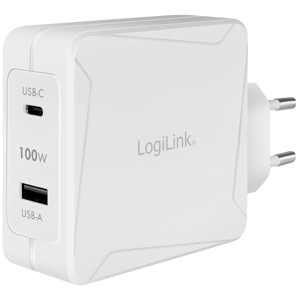 USB-laddare 1 x USB-C PD 1 x USB-A 100W GaN LogiLink