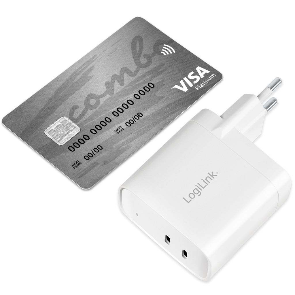 USB-laddare 2 x USB-C PD 40W GaN LogiLink