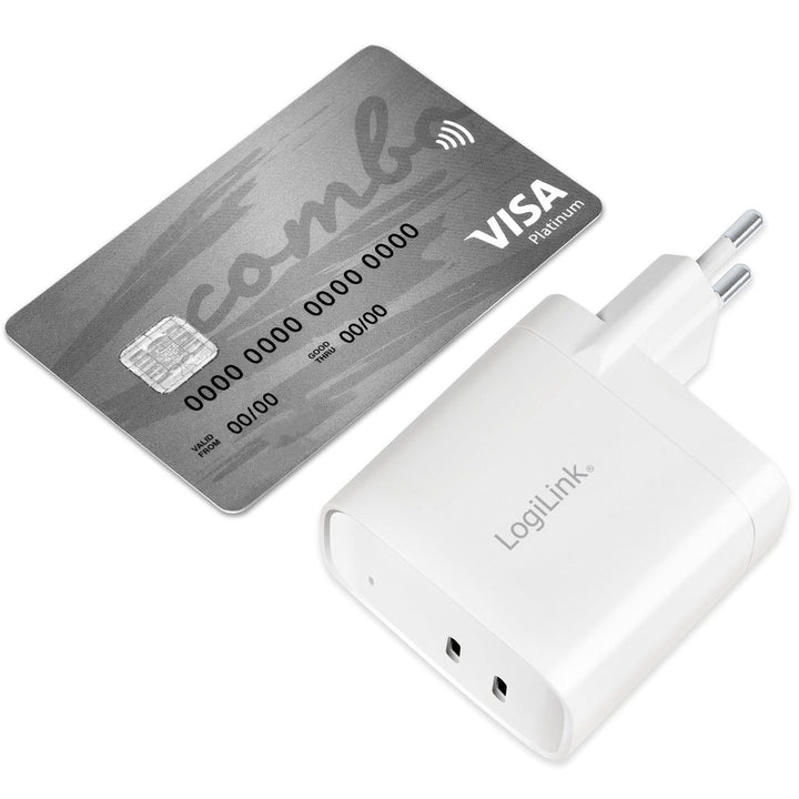 USB-laddare 2 x USB-C PD 40W GaN LogiLink