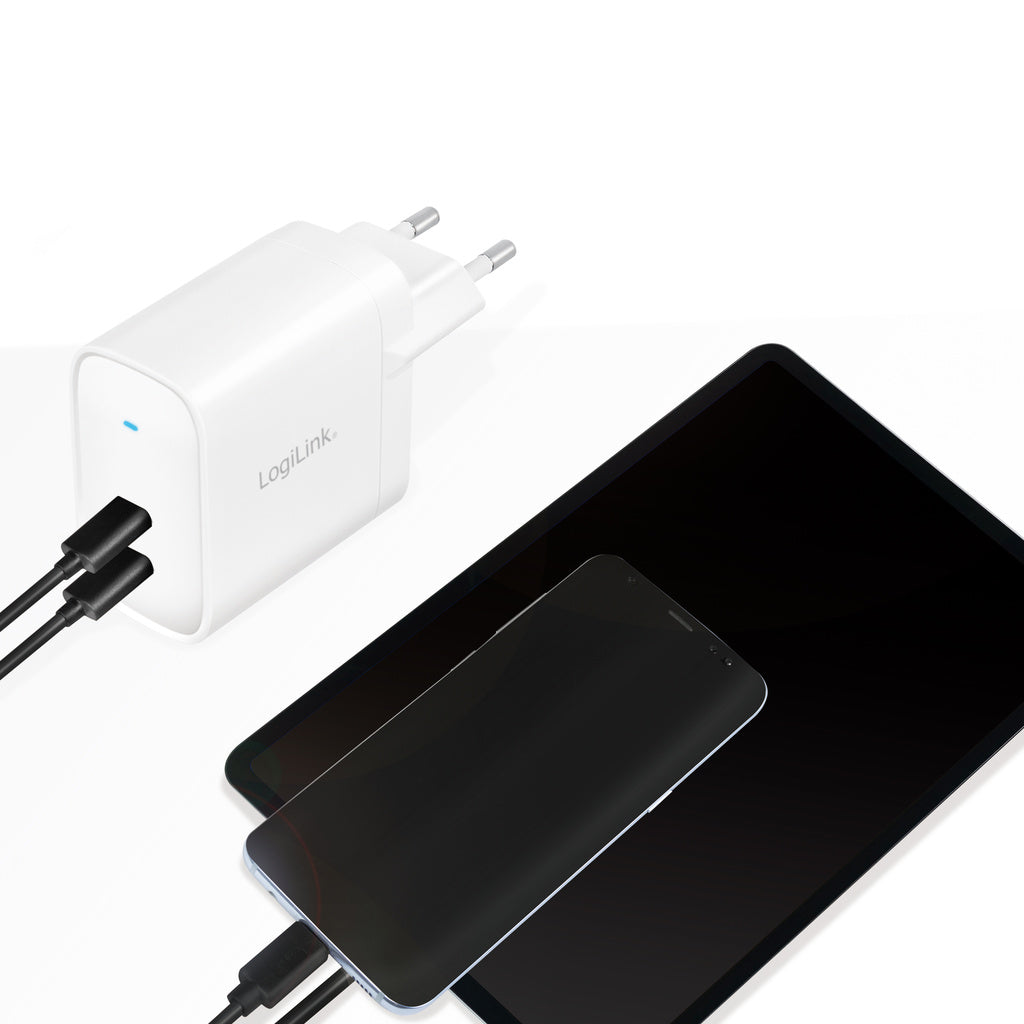 USB-laddare 2 x USB-C PD 40W GaN LogiLink