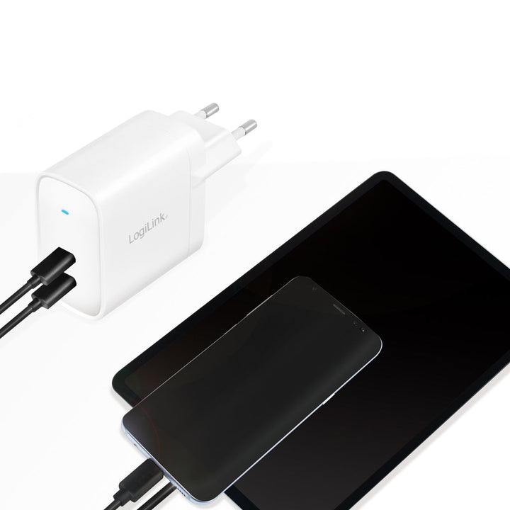 USB-laddare 2 x USB-C PD 40W GaN LogiLink