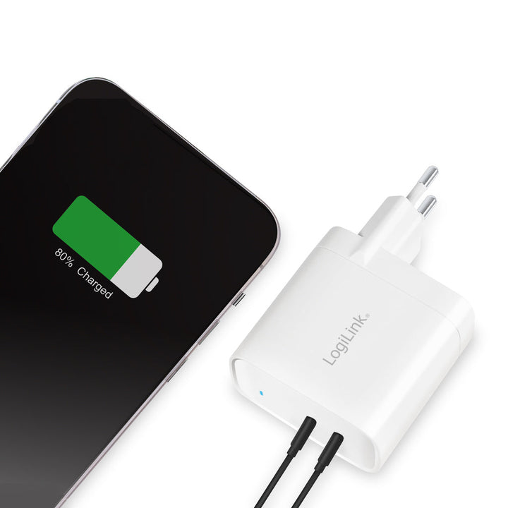 USB-laddare 2 x USB-C PD 40W GaN LogiLink