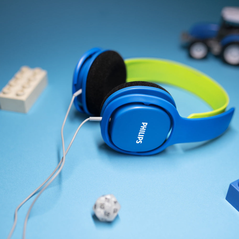 Hörlur för barn. Begr. maxvolym. Sladd. Blå Philips