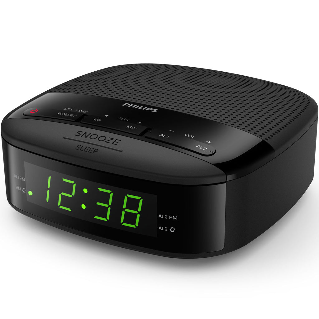 Digital FM-klockradio Tio snabbval Två alarm Philips