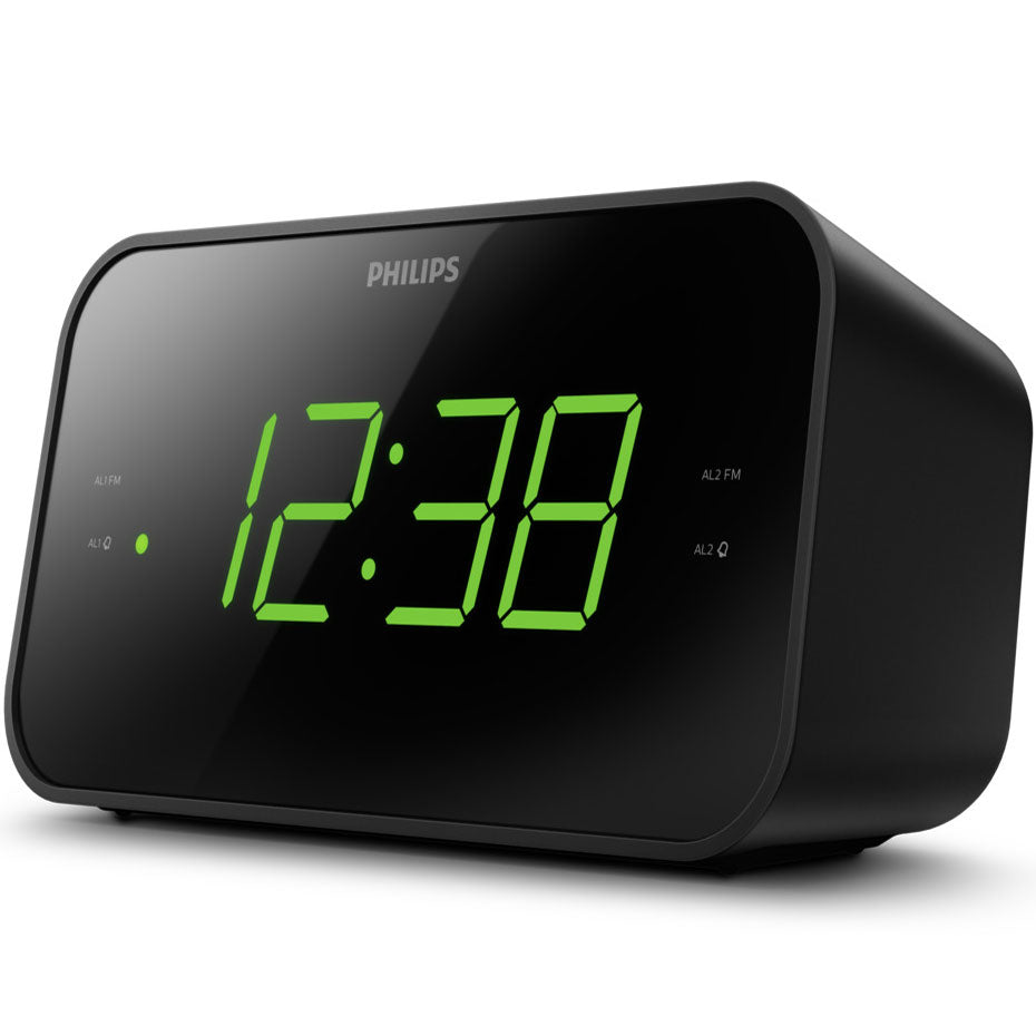 Digital FM-klockradio Stora siffror Två alarm Philips