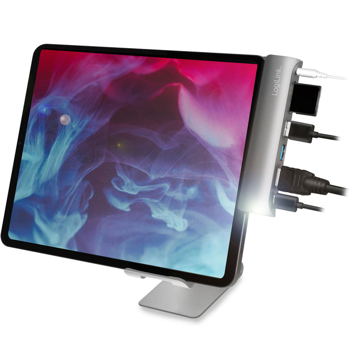 USB-dockningsstation iPad 7-port USB3.2 Alu LogiLink