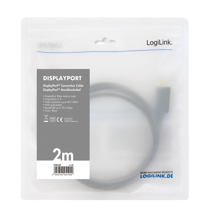 DisplayPort-kabel 1.4 8K/4K 2m LogiLink