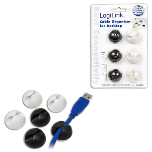 Kabelhållare själhäftande 6-pack LogiLink